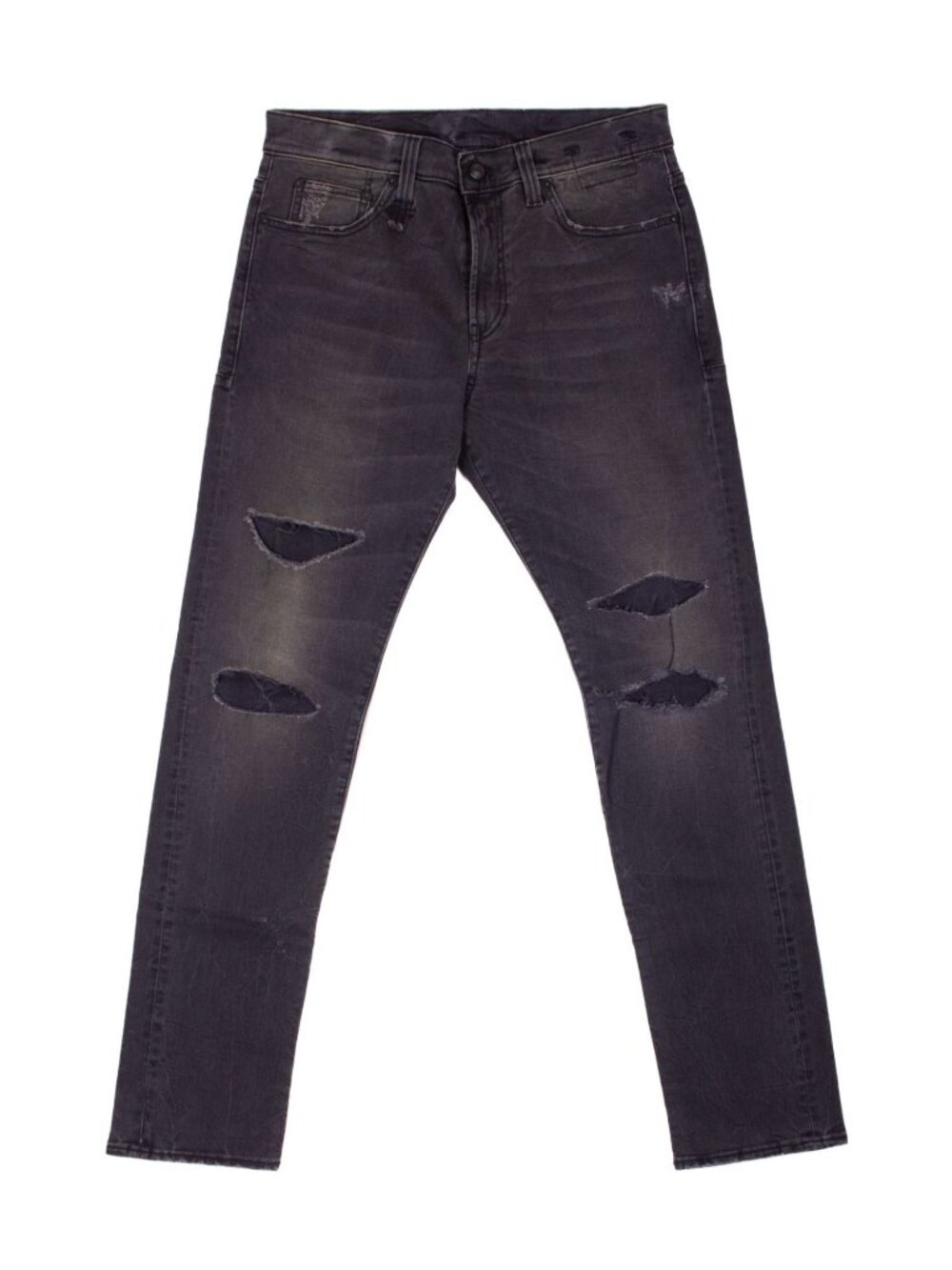 R13 WASHED BLACK DISTRESSED JEANS